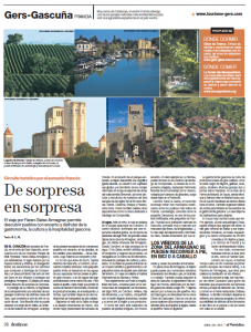 Article sur le Gers - El Periódico, supplément voyage Destinos - Avril 2015